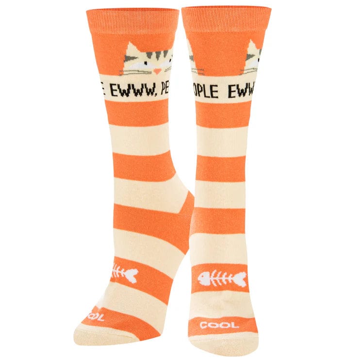 Eww People Cats Women's Crew Socks Orange