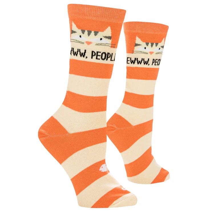 Eww People Cats Women's Crew Socks Orange