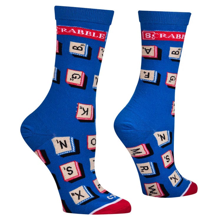 Scrabble Letters Women's Crew Socks Blue