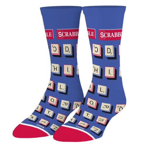 Scrabble Letters Men's Crew Socks Blue