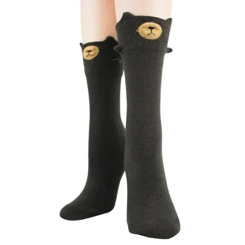 Bear 3D Women's Crew Socks Brown