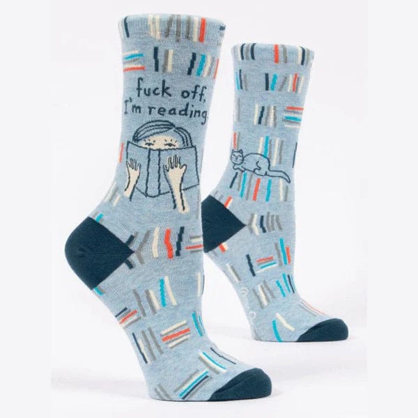 Fuck Off I&#39;m Reading Women&#39;s Crew Socks Blue