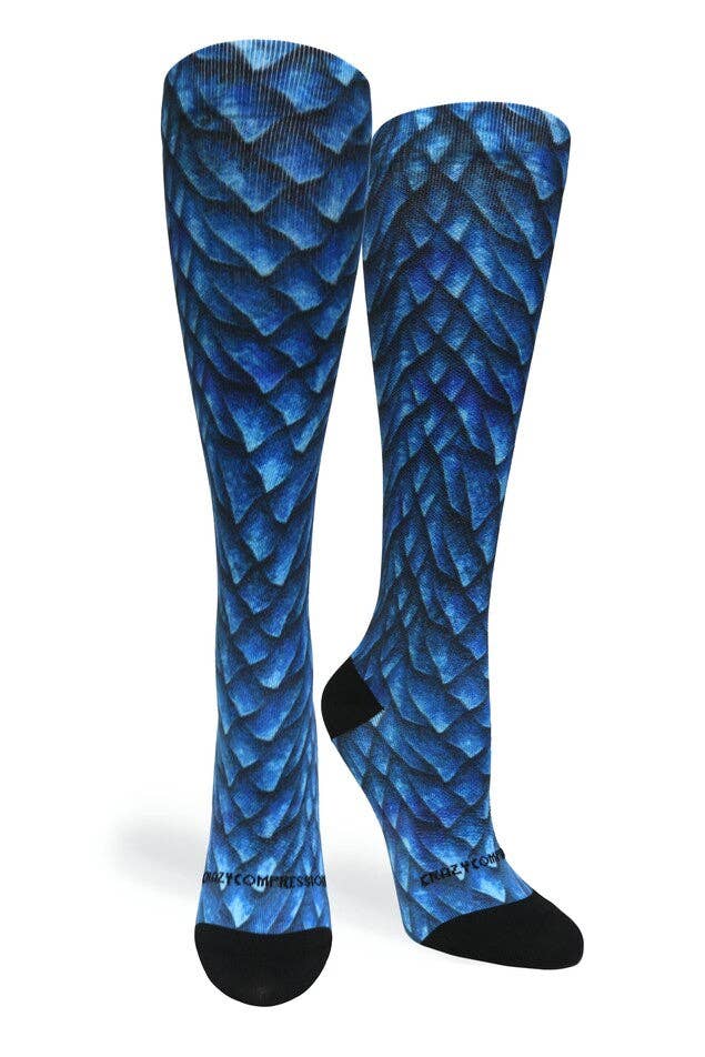 360 Cobalt Dragon Compression Socks SM/MD (shoe size 7-10) Crazy Compression