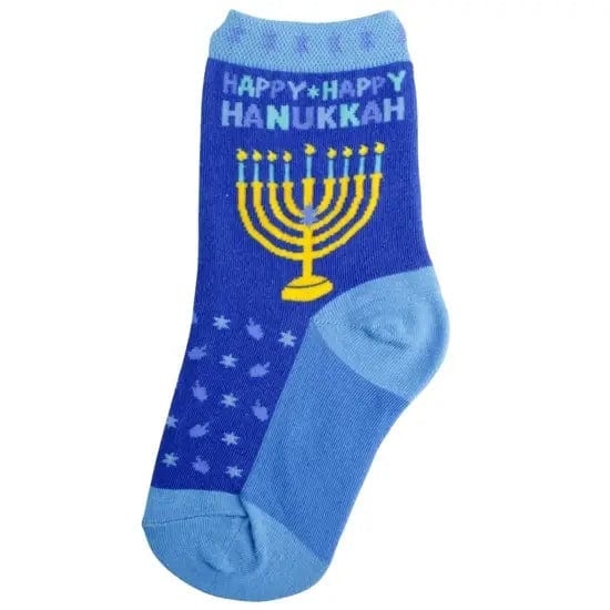 Hanukkah Youth Crew Socks Blue