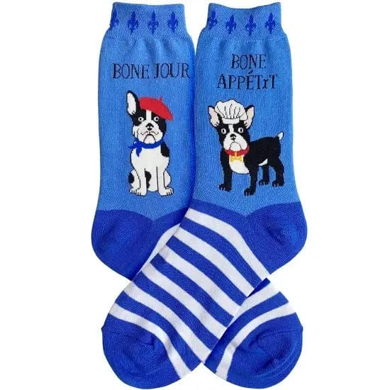 French Bulldog Women&#39;s Crew Socks Blue