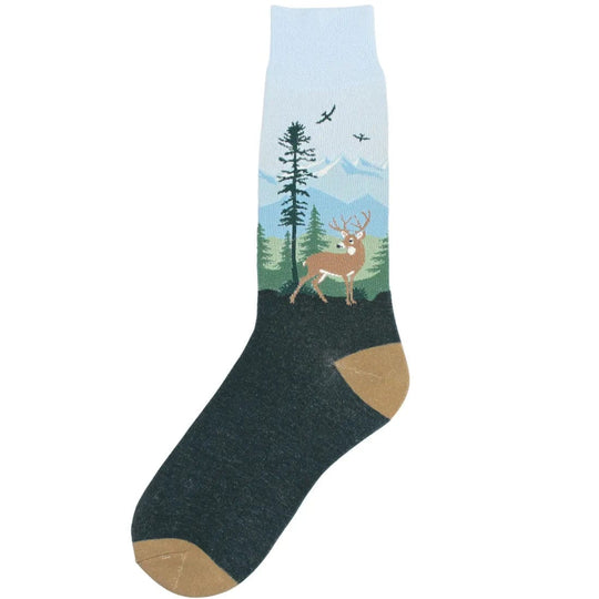 White Tail Buck Men's Crew Socks Blue