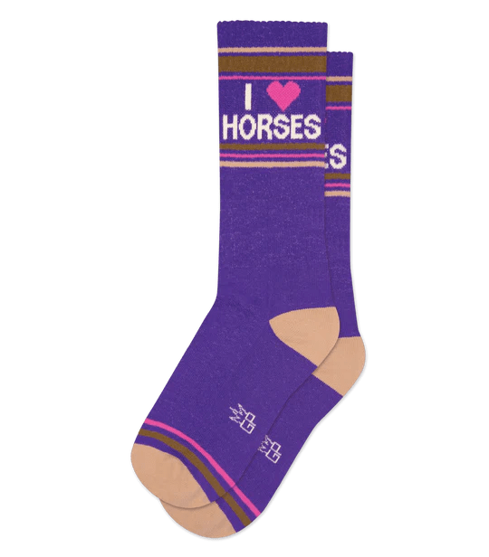 I Love Horses Unisex Crew Socks Purple