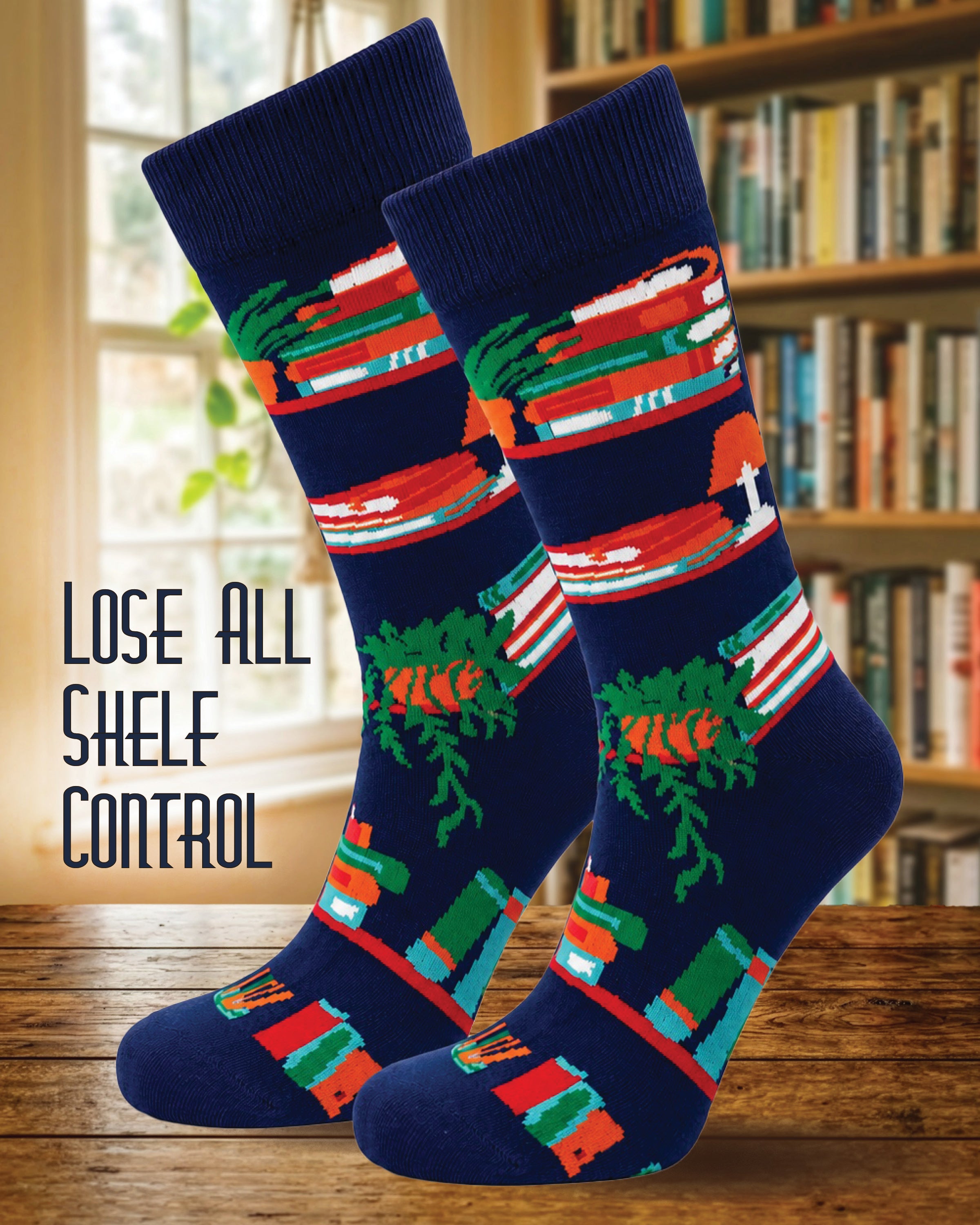 Bookshelf Socks John's Crazy Socks