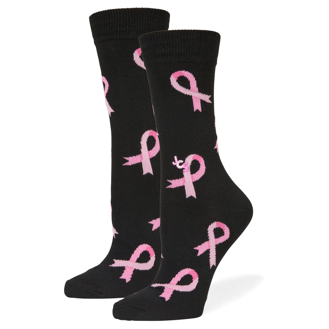 Breast Cancer Awareness Ribbon Black Crew Sock Black / Pink / Women's