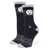 Sweet Dreams Moon Fuzzy Women's Crew Socks Blue