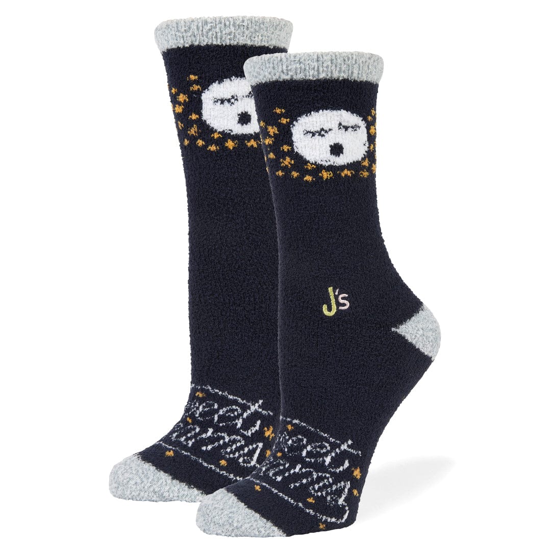 Sweet Dreams Moon Fuzzy Women&#39;s Crew Socks Blue