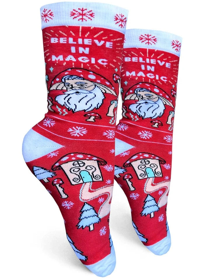 Believe in Magic Women's Crew Socks Red Groovy Things