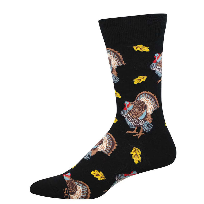 Thanksgiving Turkey Men's Crew Socks Black SockSmith