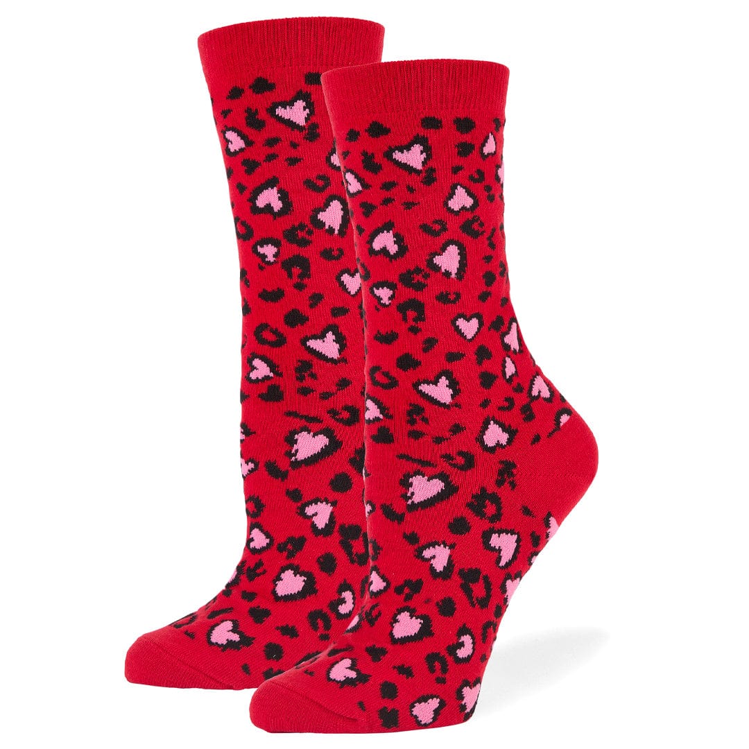 Cheetah Heart Women's Crew Sock Women's / Red