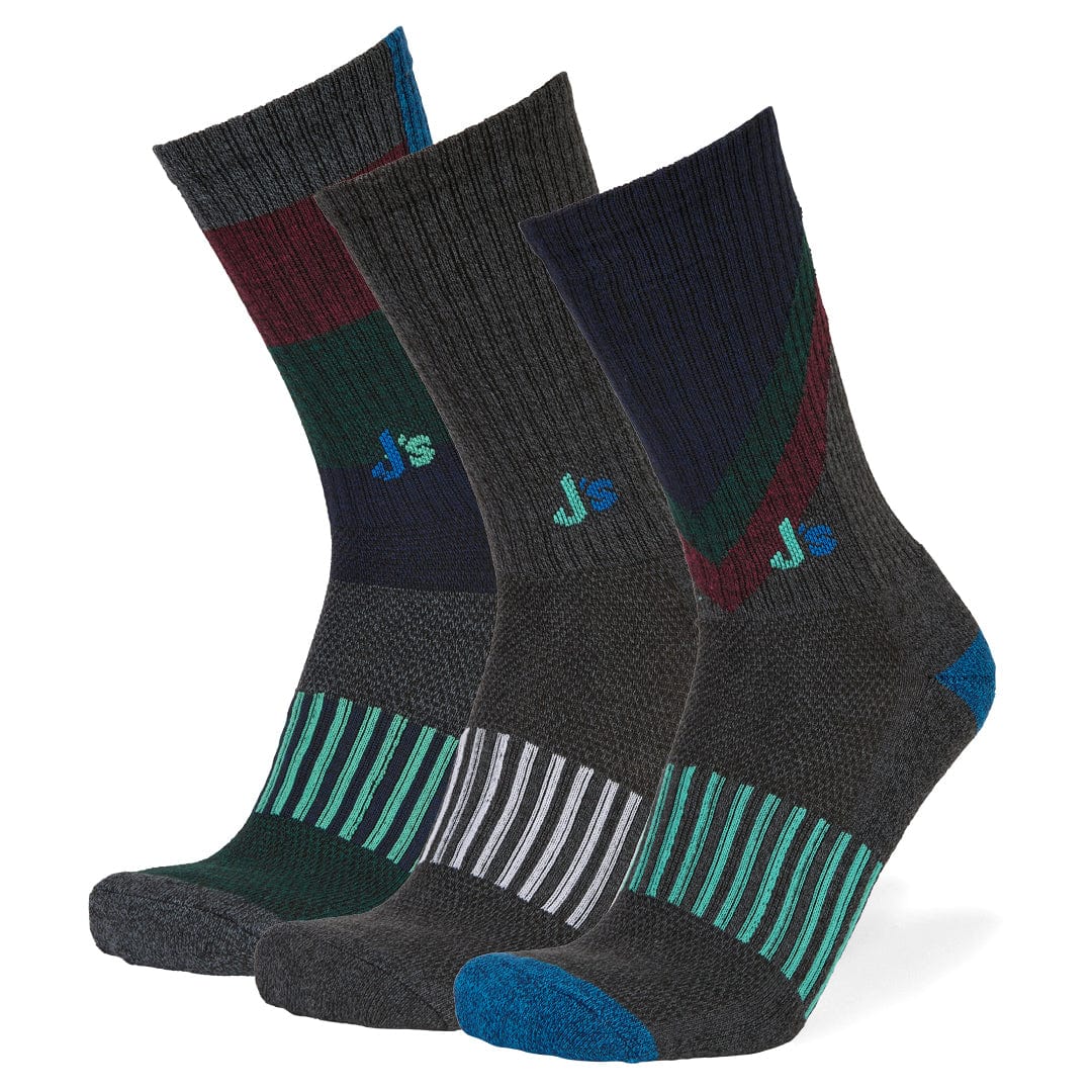 Athletic Crew 3 Pack - Black/Grey Black/Grey / Large