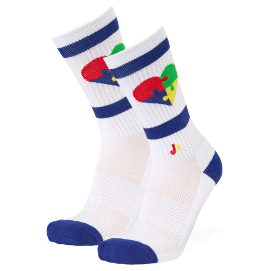 Autism Heart Athletic Crew Socks White / Large