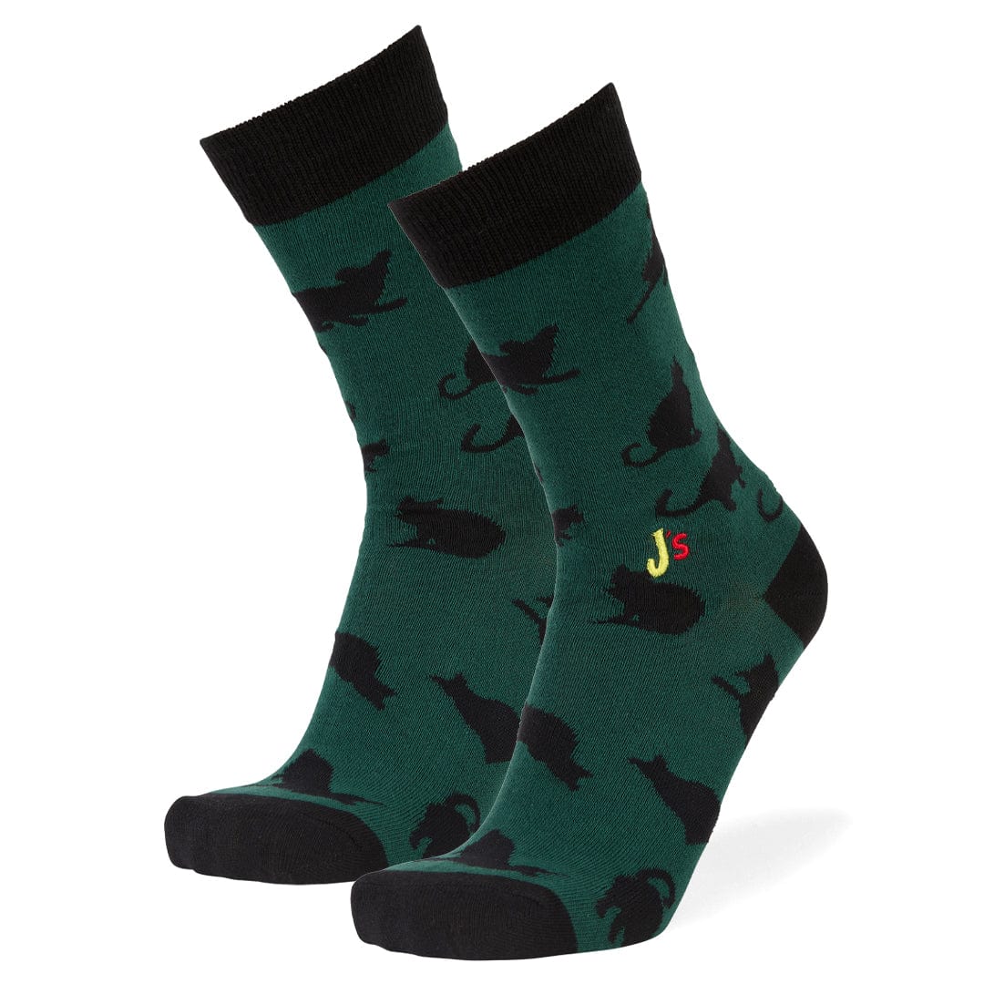 Black Cats Crew Socks Green / Large