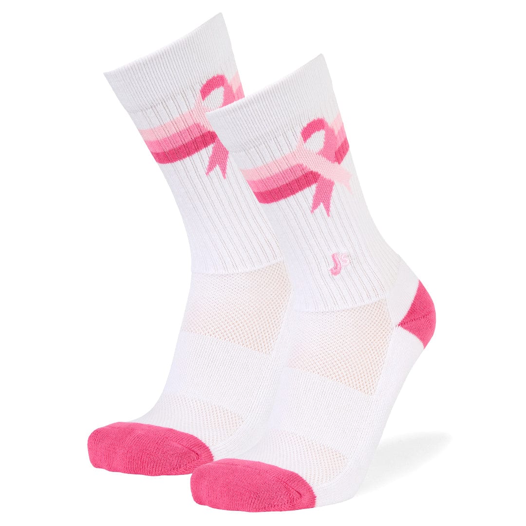 Breast Cancer Athletic Crew Socks White / Large