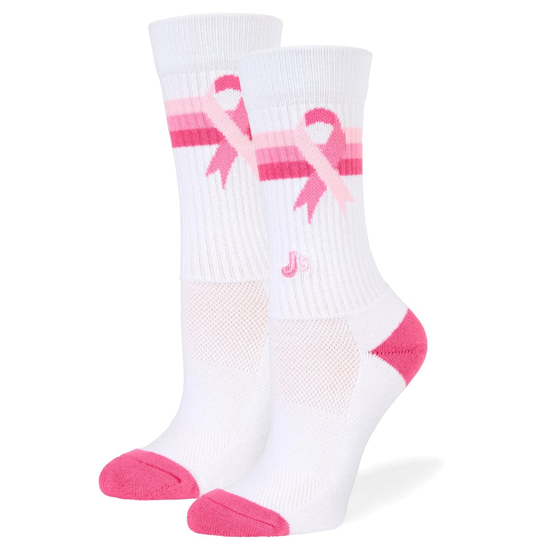 Breast Cancer Athletic Crew Socks White / Medium