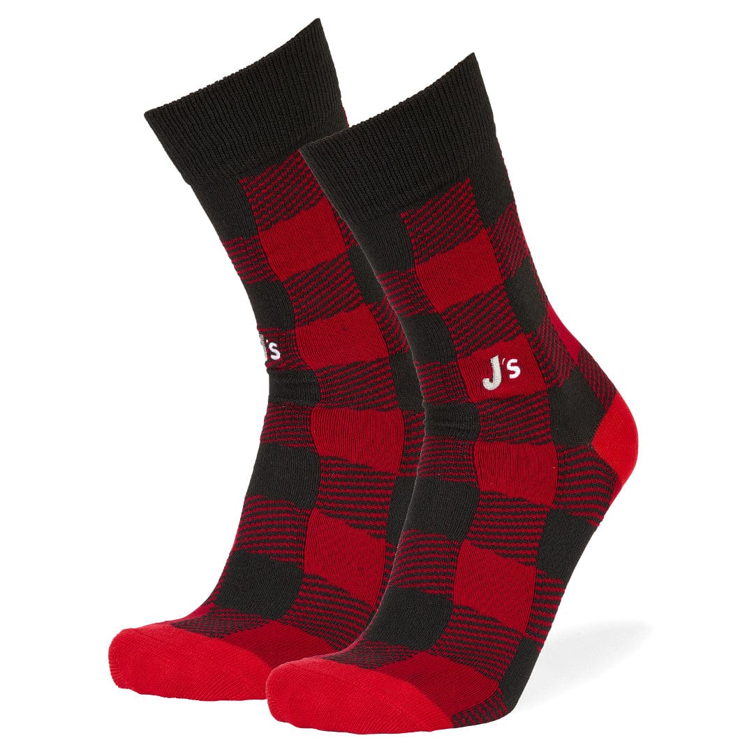 Buffalo Plaid Crew Socks Red/Blue / Large