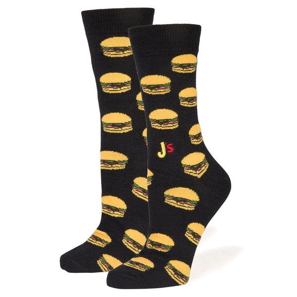 Hamburger Men's Crew Socks Black / Medium John's Crazy Socks