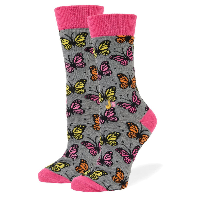 Butterfly Women's Crew Socks Grey