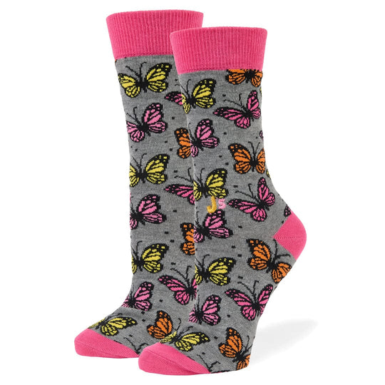 Butterfly Women's Crew Socks Grey