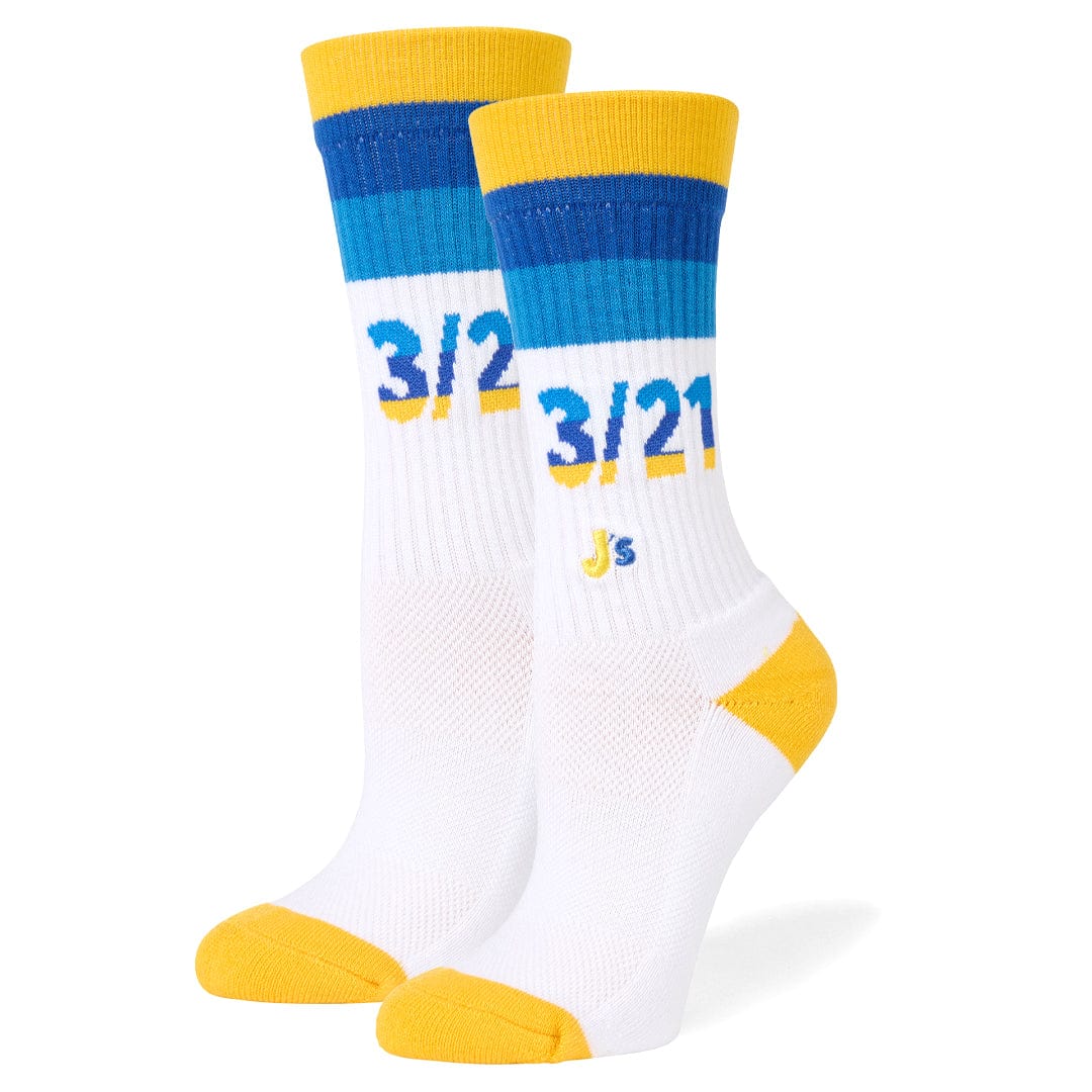 Down Syndrome 3 21 Athletic Crew Socks White / Medium