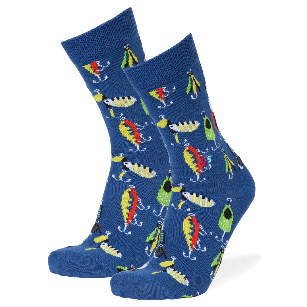 Fishing Lures Men&#39;s Crew Socks Blue