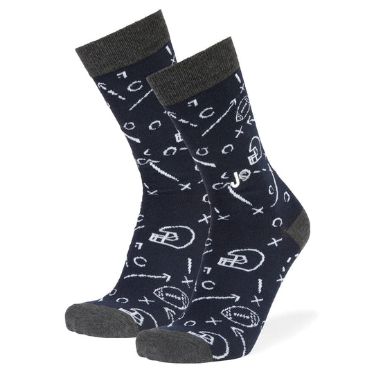 Football Plays Crew Socks Blue / Large