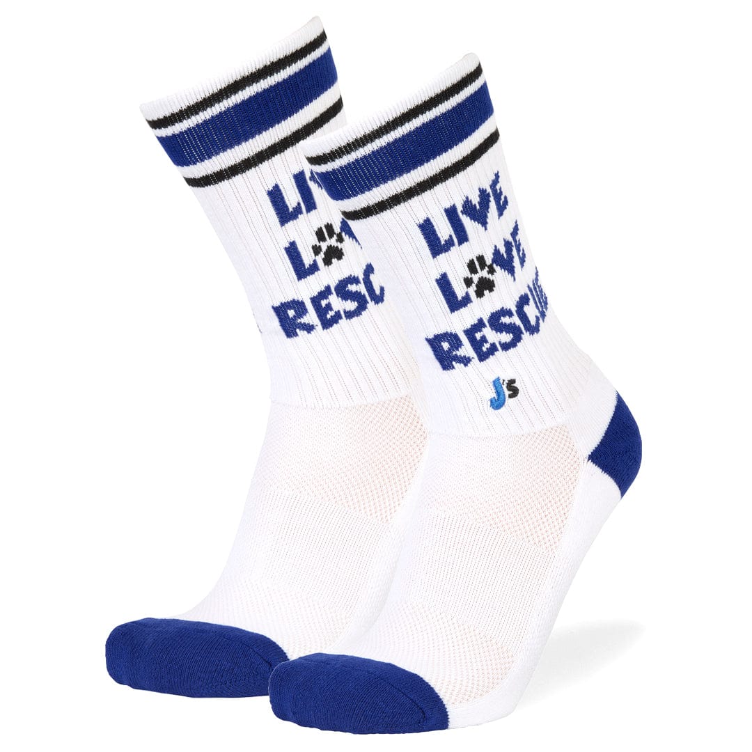 Live Love Rescue Athletic Crew Socks White / Large