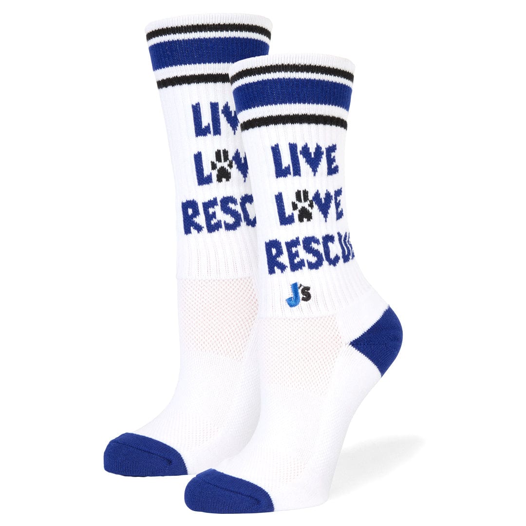 Live Love Rescue Athletic Crew Socks White / Medium
