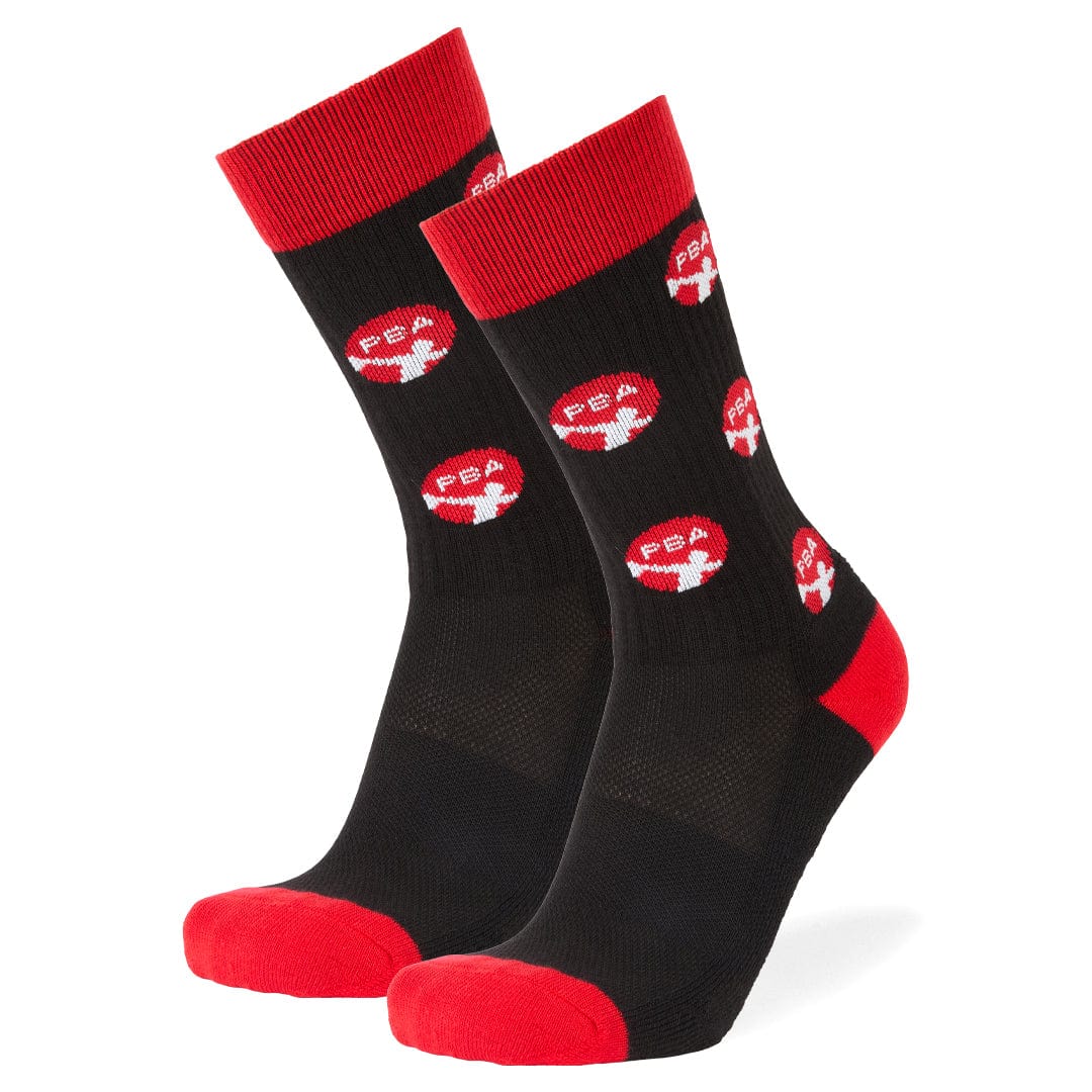 PBA Logo Athletic Crew Socks Black / Large