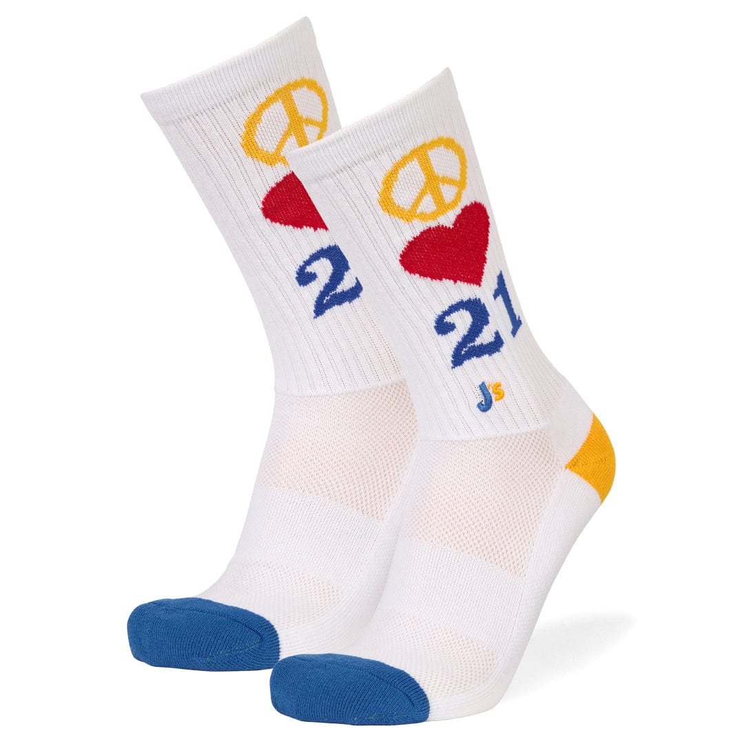 Peace Love 21 Crew Socks White / Large