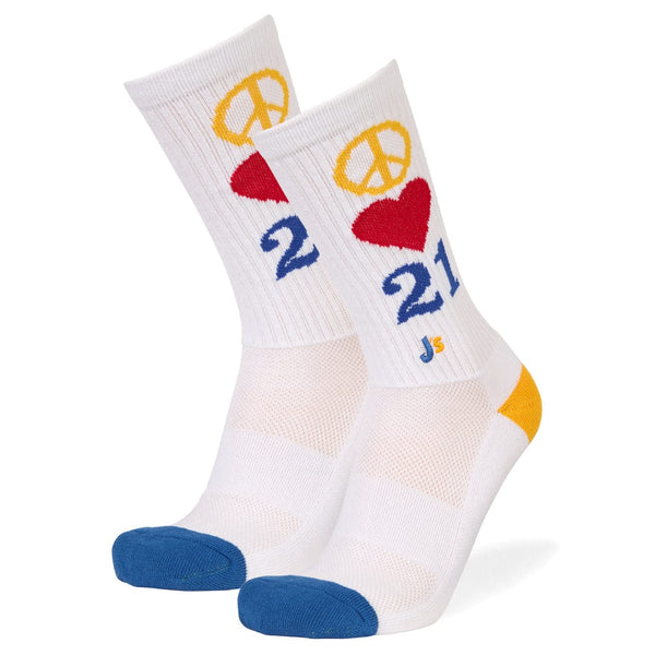 Peace Love 21 Crew Socks - John's Crazy Socks