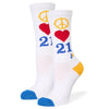 Peace Love 21 Women's Crew Socks White