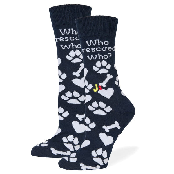 Who Rescued Who Crew Socks Navy / Medium