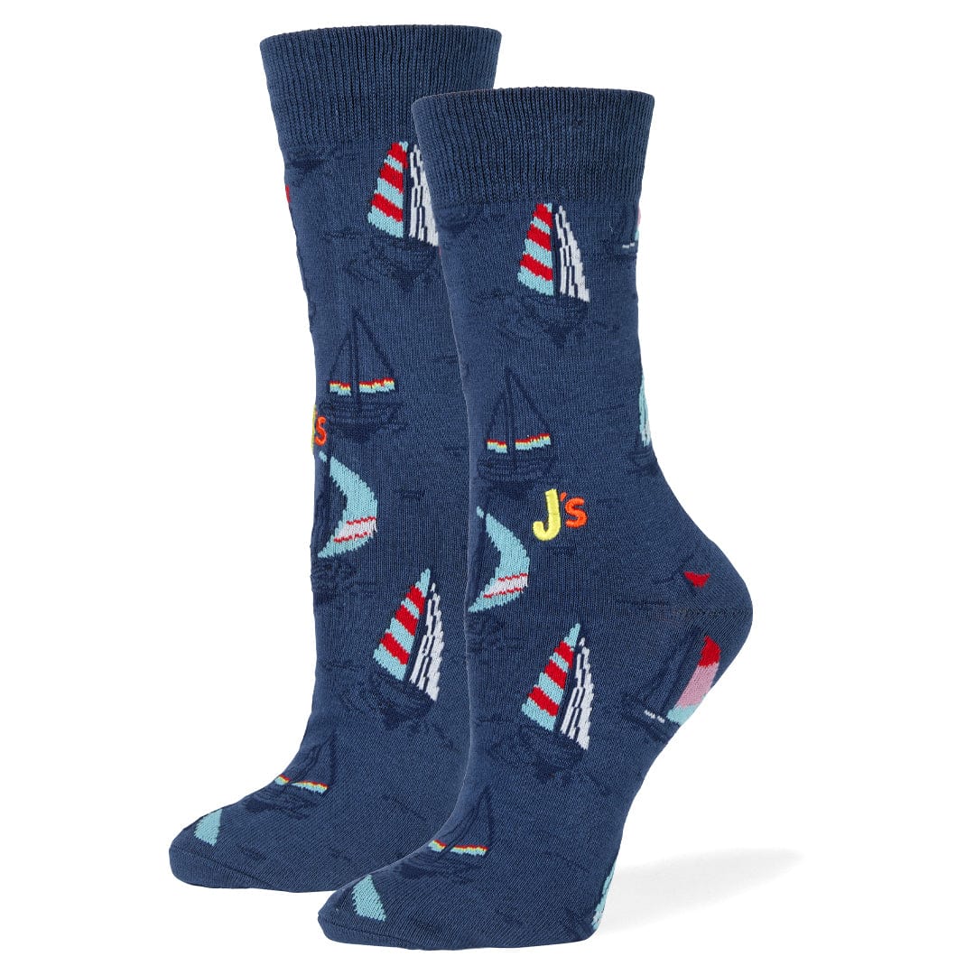 Sailboats Crew Socks Denim / Medium