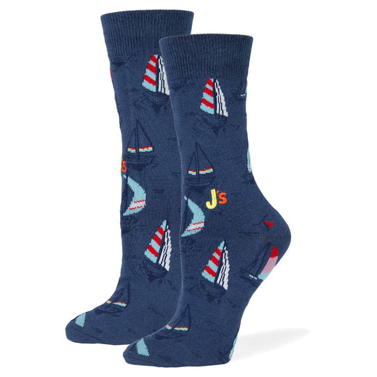 Sailboats Crew Socks Denim / Medium
