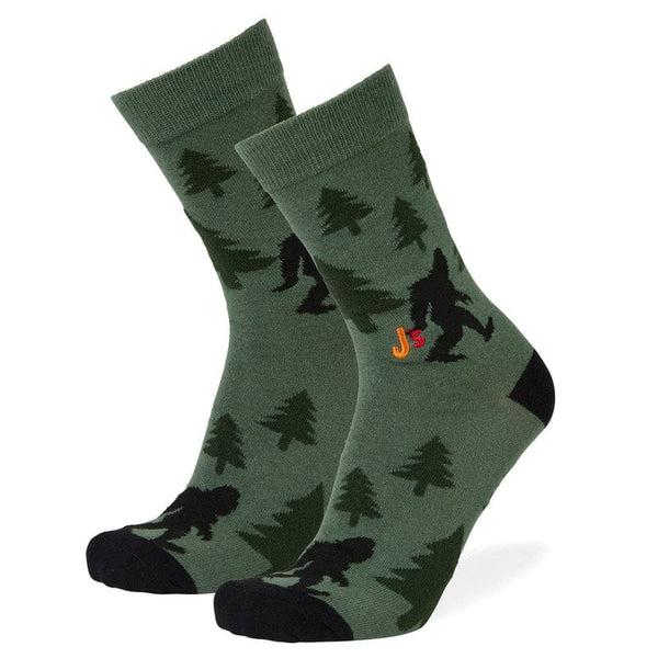 Sasquatch Crew Socks Green / Large John's Crazy Socks