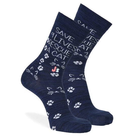 Save 9 Lives Men's Crew Socks Navy
