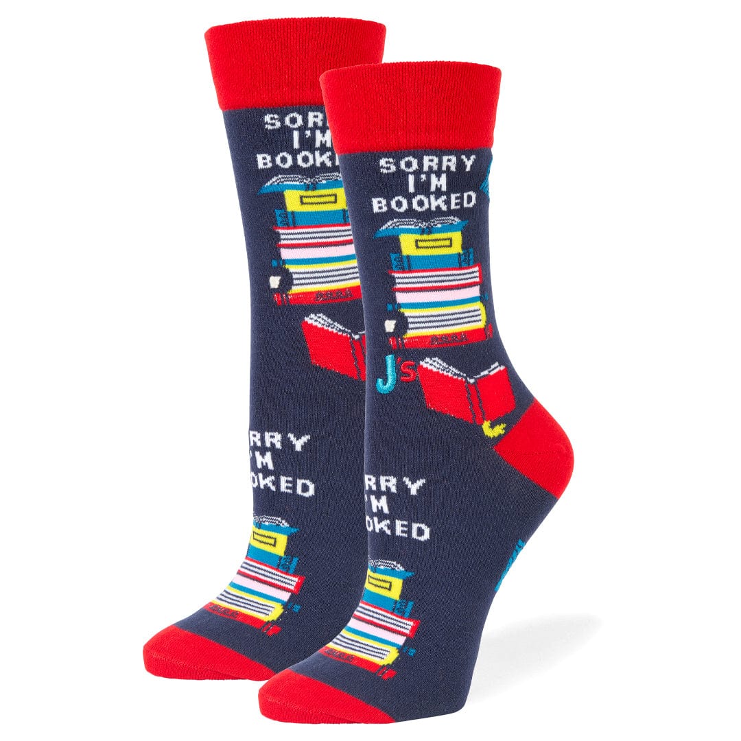 Sorry I'm Booked Crew Socks Blue / Medium
