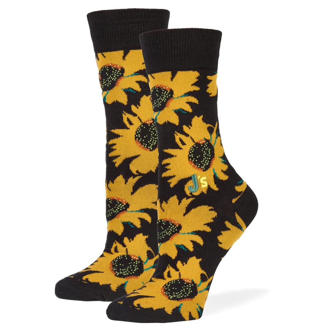 Sunflowers Crew Socks Black / Medium