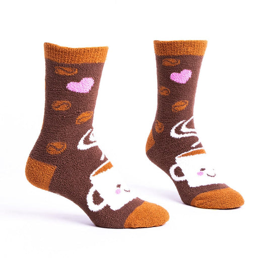 It's a Brew-tiful Day Women's Fuzzy Slipper Socks Brown