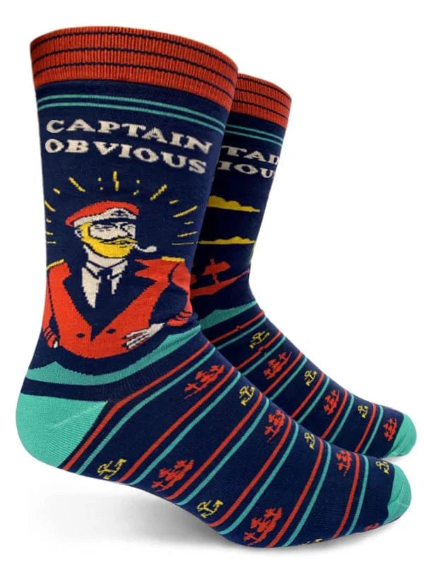 Captain Obvious Men's Crew Socks Multi Groovy Things