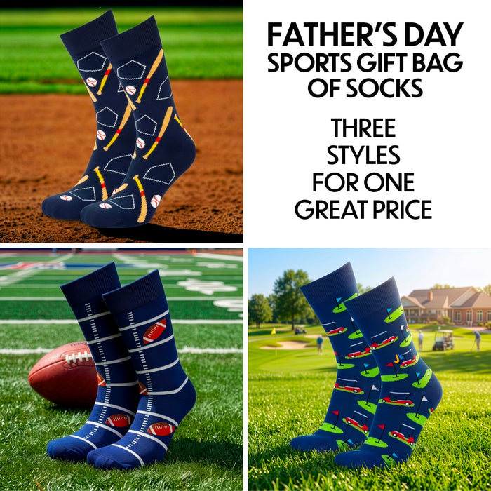Father's Day Sports Gift Bag of Socks Multi John's Crazy Socks