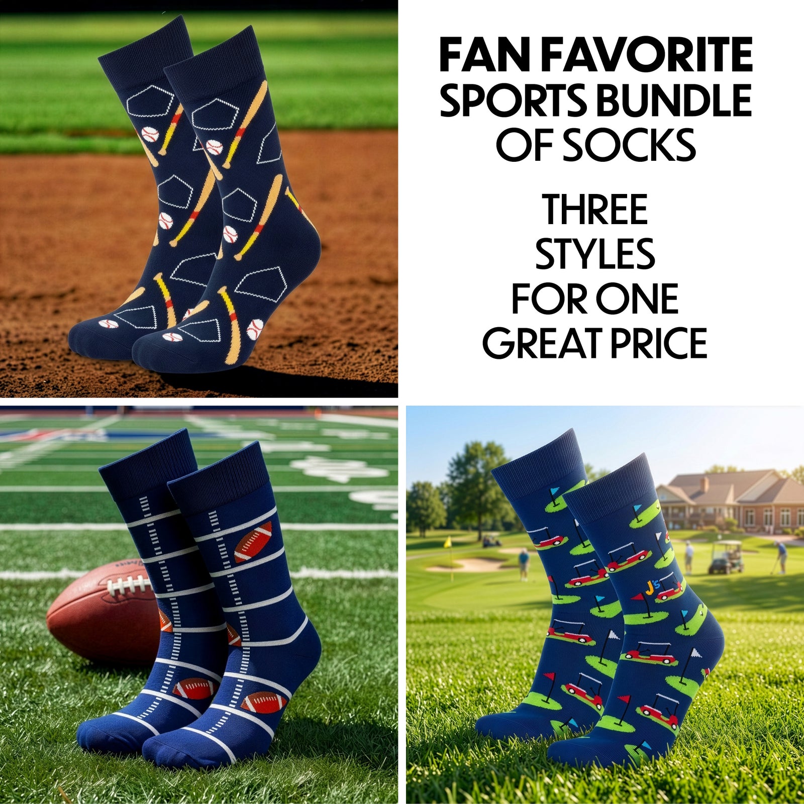 JCS Super Sports Bundle Multi / Large John's Crazy Socks