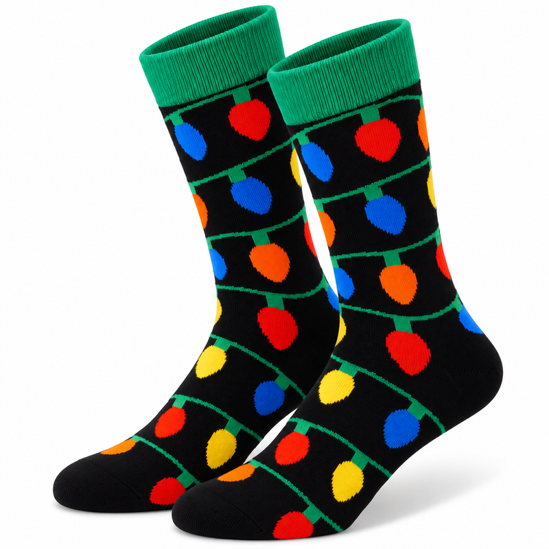 Christmas Light Strand Crew Socks Medium Can Do!