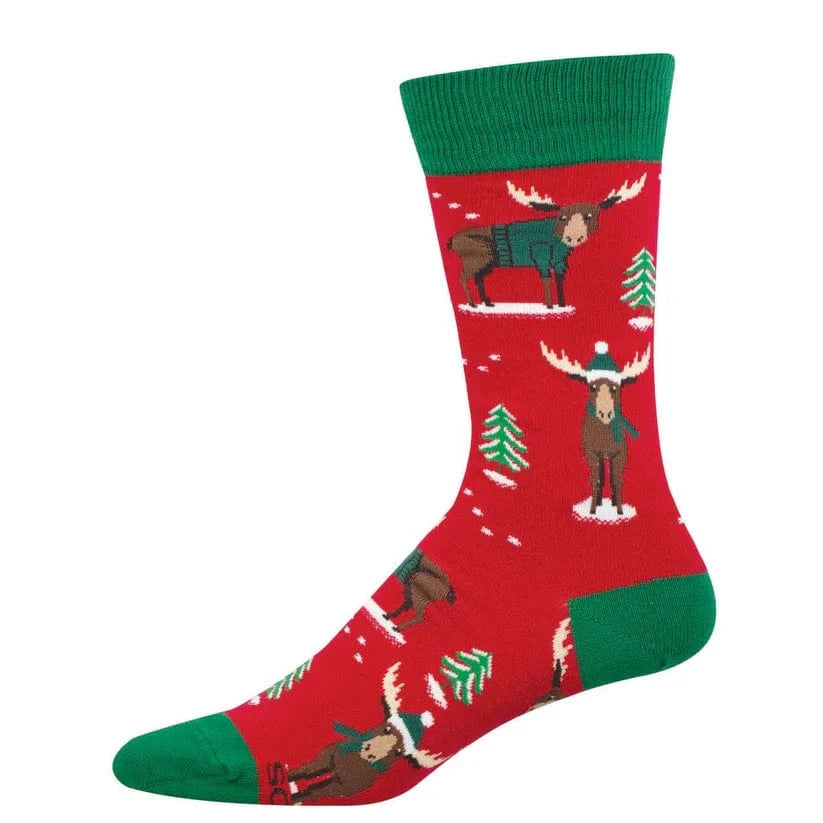 Christmoose Men's Crew Sock Red SockSmith