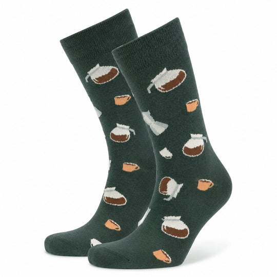 Coffee Crew Socks Grey / Medium John's Crazy Socks